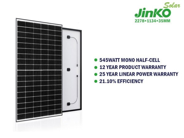 Jinko 545W Solar Panel Mono Crystalline Half Cell