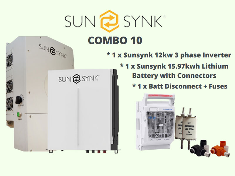 12kw 3 PH Sunsynk 15.97kwh Combo 10