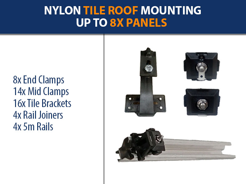 Nylon Tile Roof Kit For up to 8x solar panels