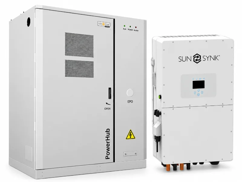Sunsynk Powerhub 50kW Hybrid Inverter & 120kWh Battery Storage System with Air Conditioning & Fire Suppression Sunsynk Powerhub 50kW Hybrid Inverter & 120kWh Battery Storage System with Air Conditioning & Fire Suppression