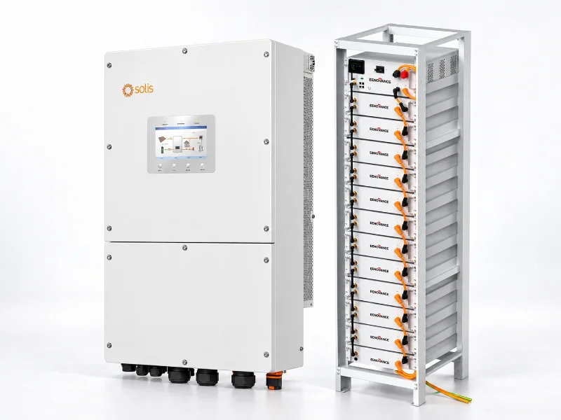 Solis 50kW 3-Phase Hybrid Inverter & Eenovance 61.44kWh Battery Bundle Solis 50kW 3-Phase Hybrid Inverter & Eenovance 61.44kWh Battery Bundle